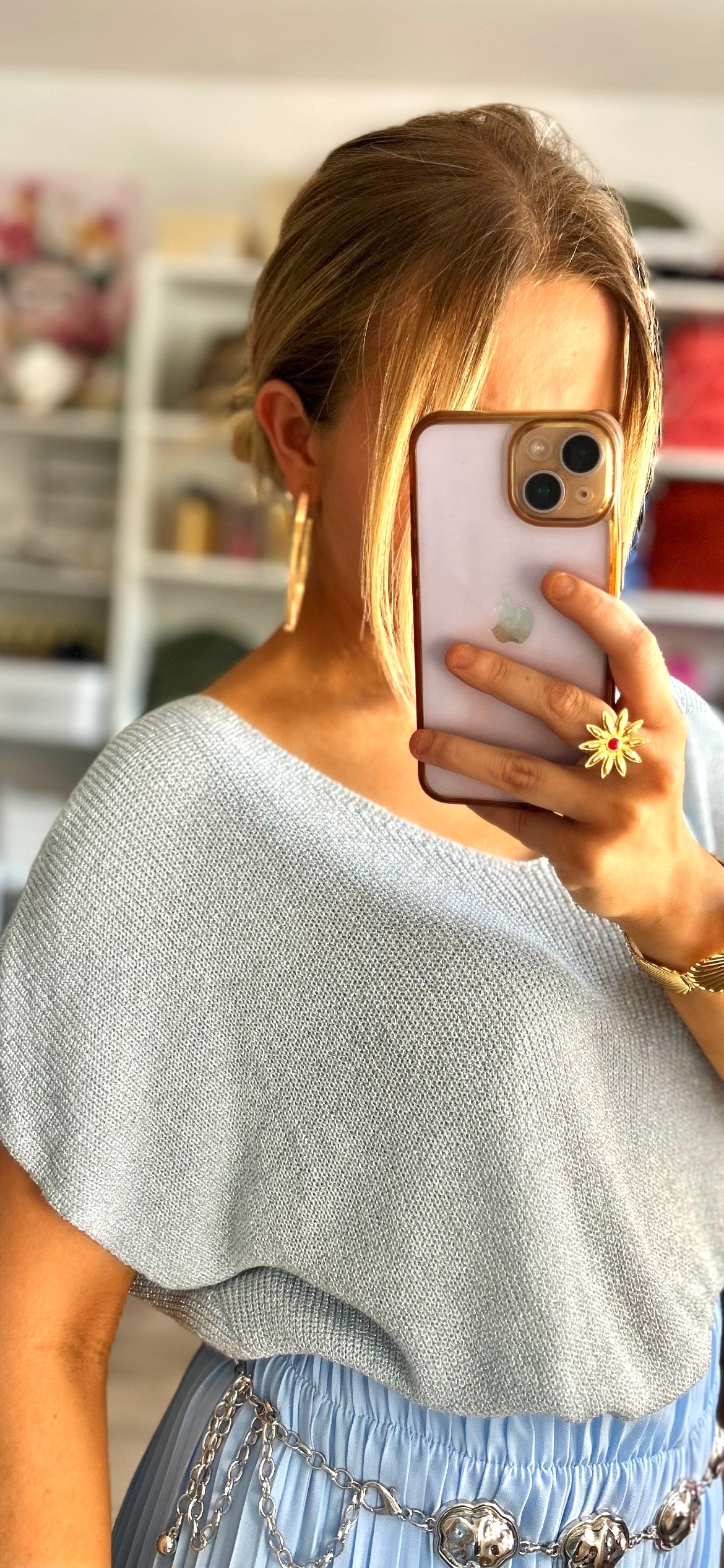 T-shirt Paillettes Astra Bleu Ciel