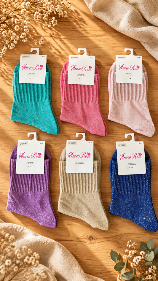 Chaussettes à paillettes unies