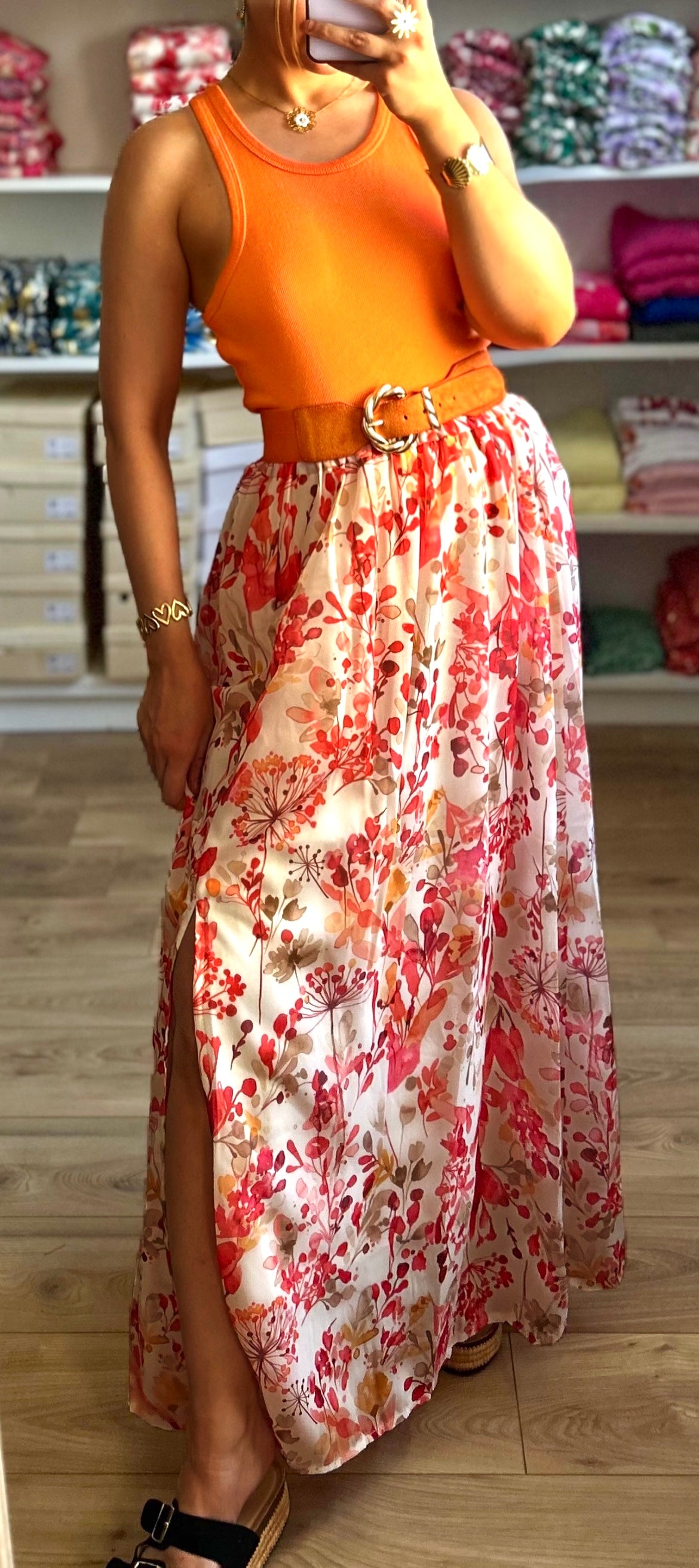 Jupe longue Kali Orange
