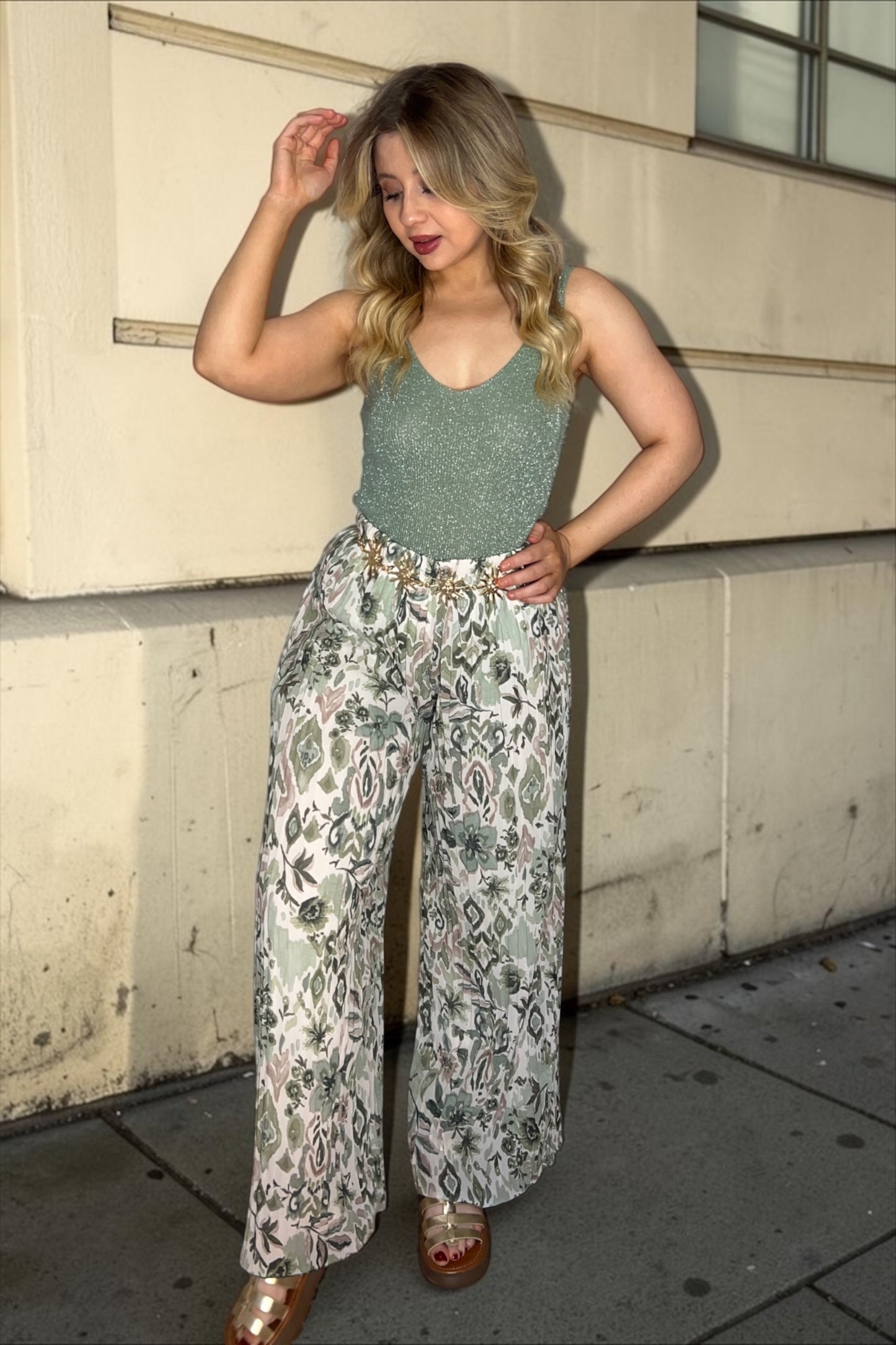 Pantalon Yumi Motifs Kaki