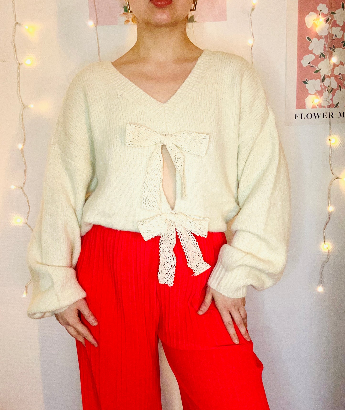 Pull à noeud Rosalie Crème
