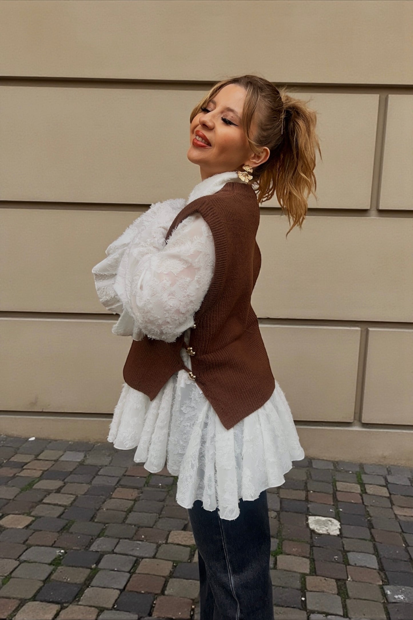 Pull sans manches Paul Chocolat