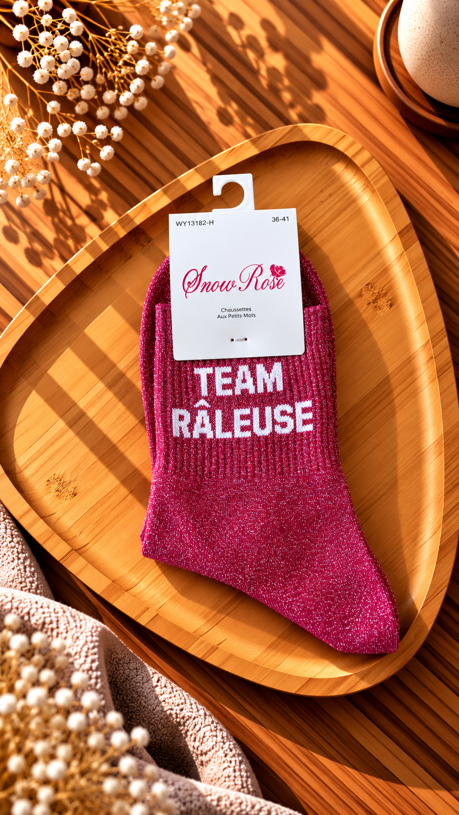 Chaussettes à paillettes «TEAM RÂLEUSE »