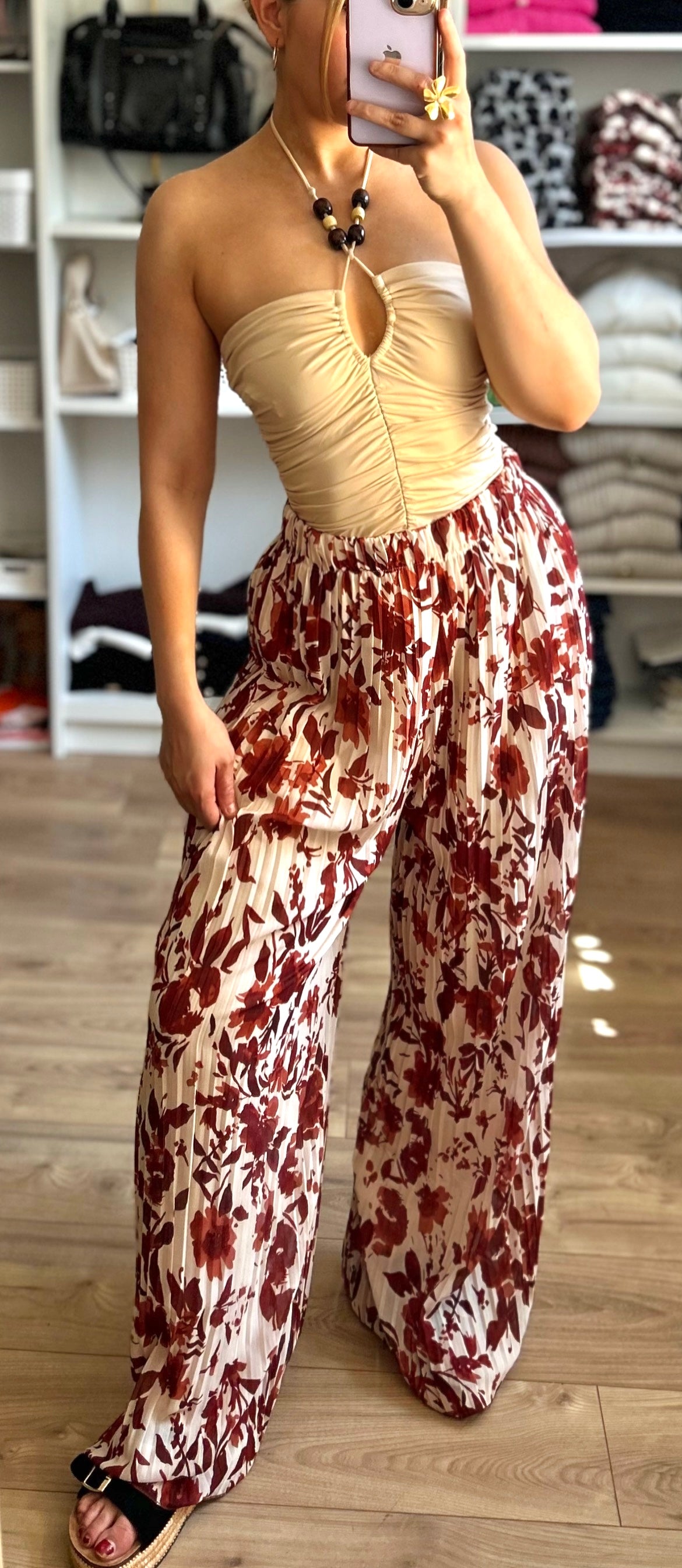 Pantalon Yumi motifs brique