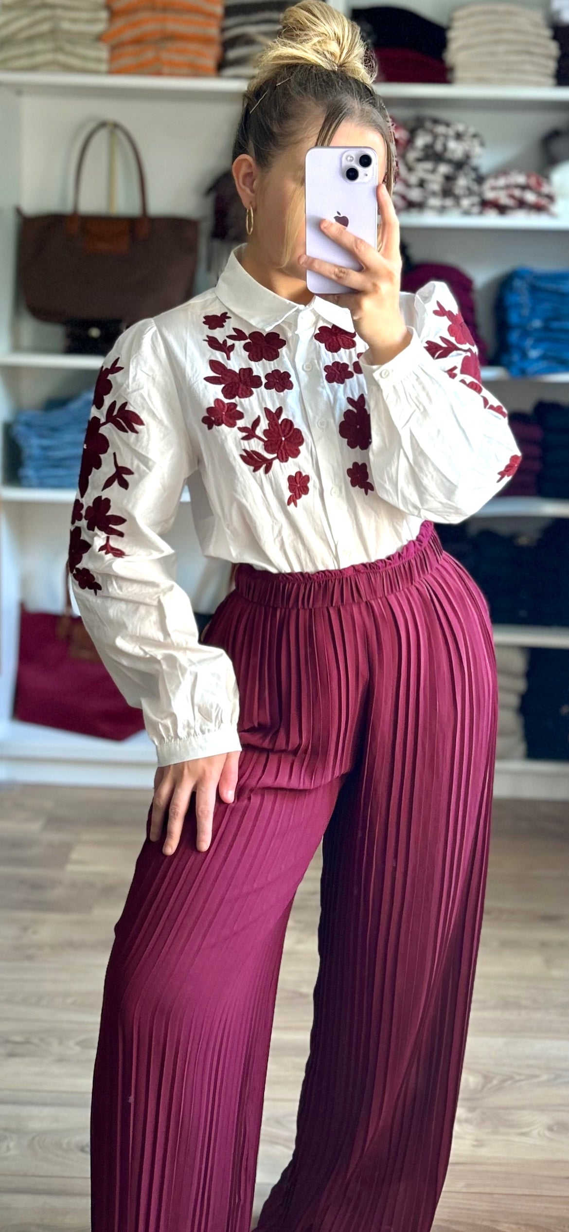Pantalon Noa Bordeaux