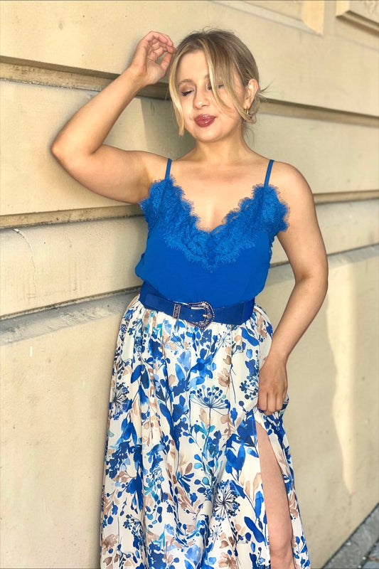 Débardeur Dentelle Mona Bleu Roi