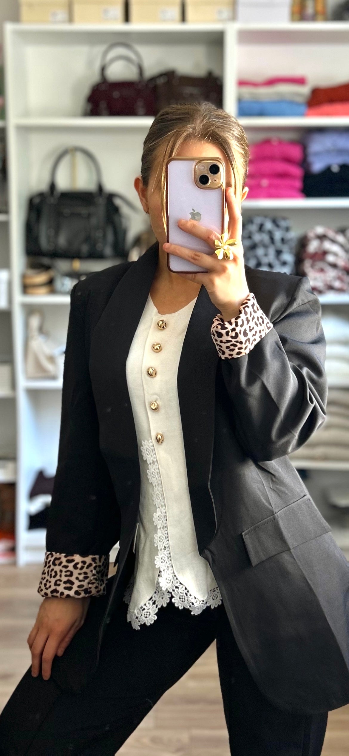 Blazer Mina Léopard Noir