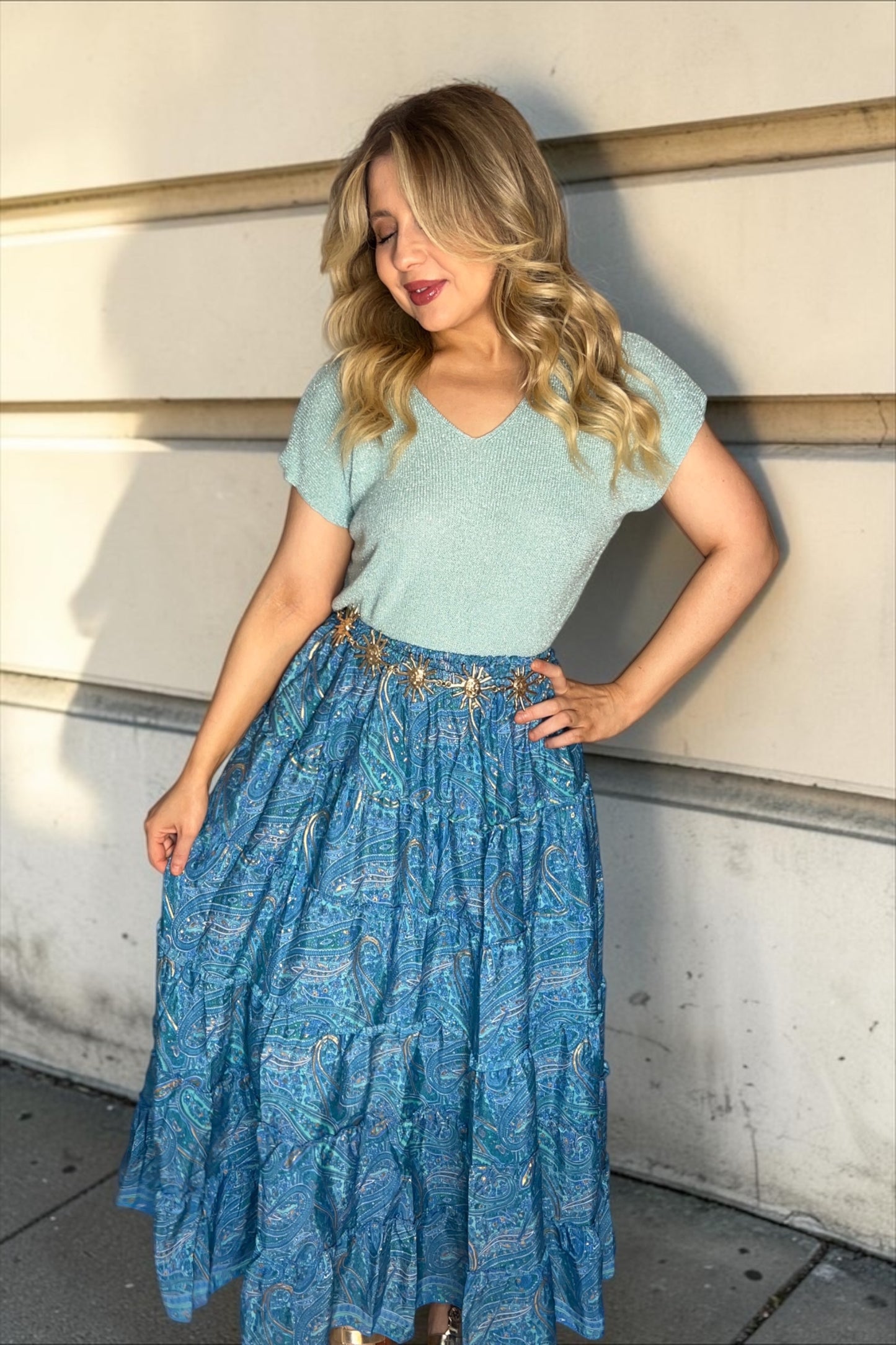 Robe/jupe Longue Bohème Indie Bleu Turquoise