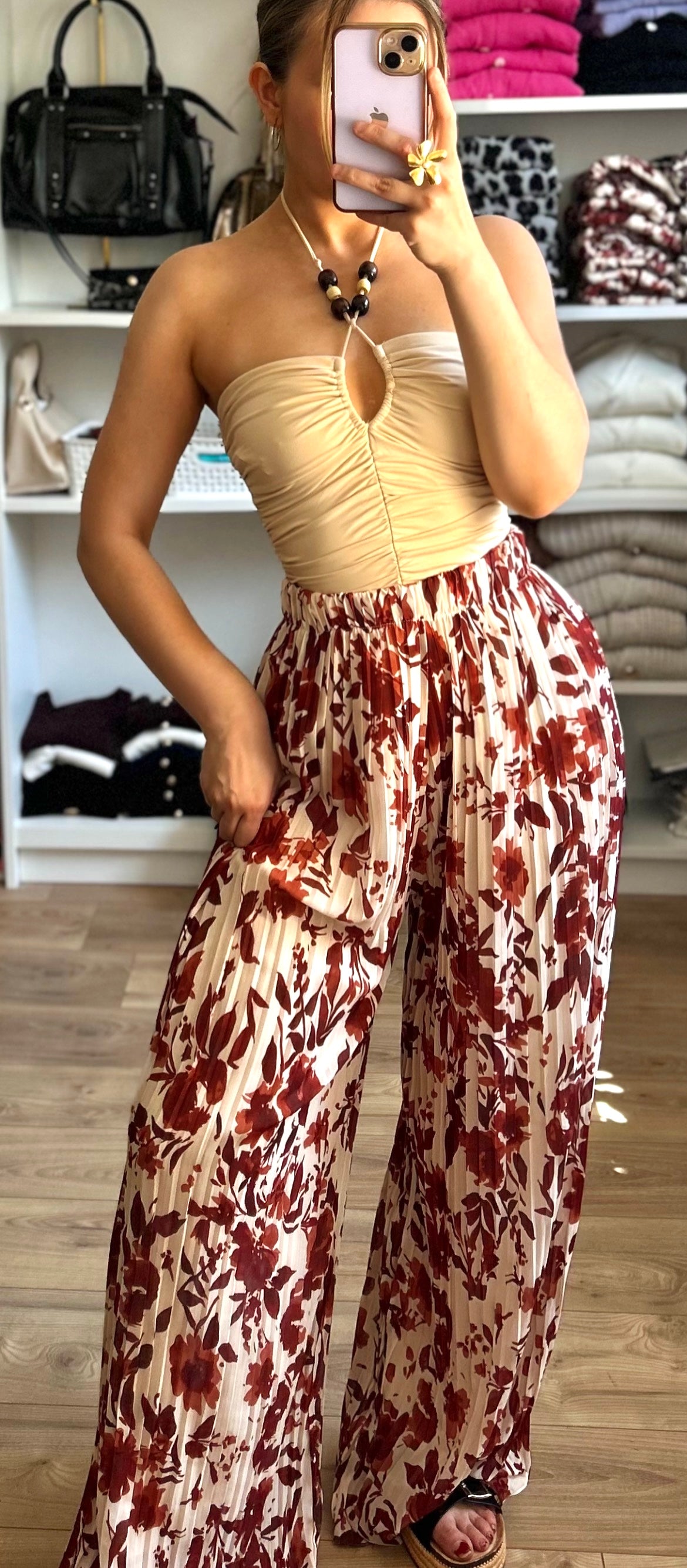 Pantalon Yumi motifs brique