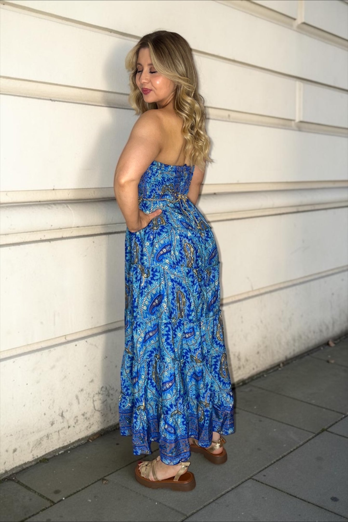 Robe/Jupe Longue Bohème Indie Bleu Roi