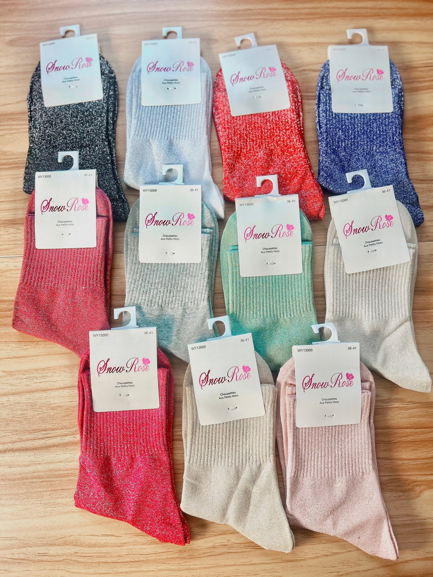 Chaussettes à paillettes unies