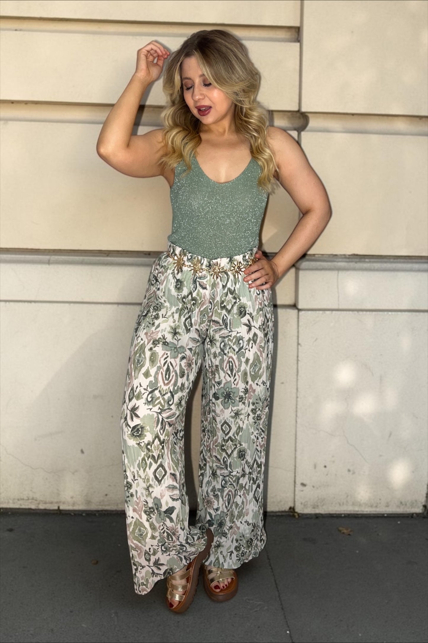 Pantalon Yumi Motifs Kaki