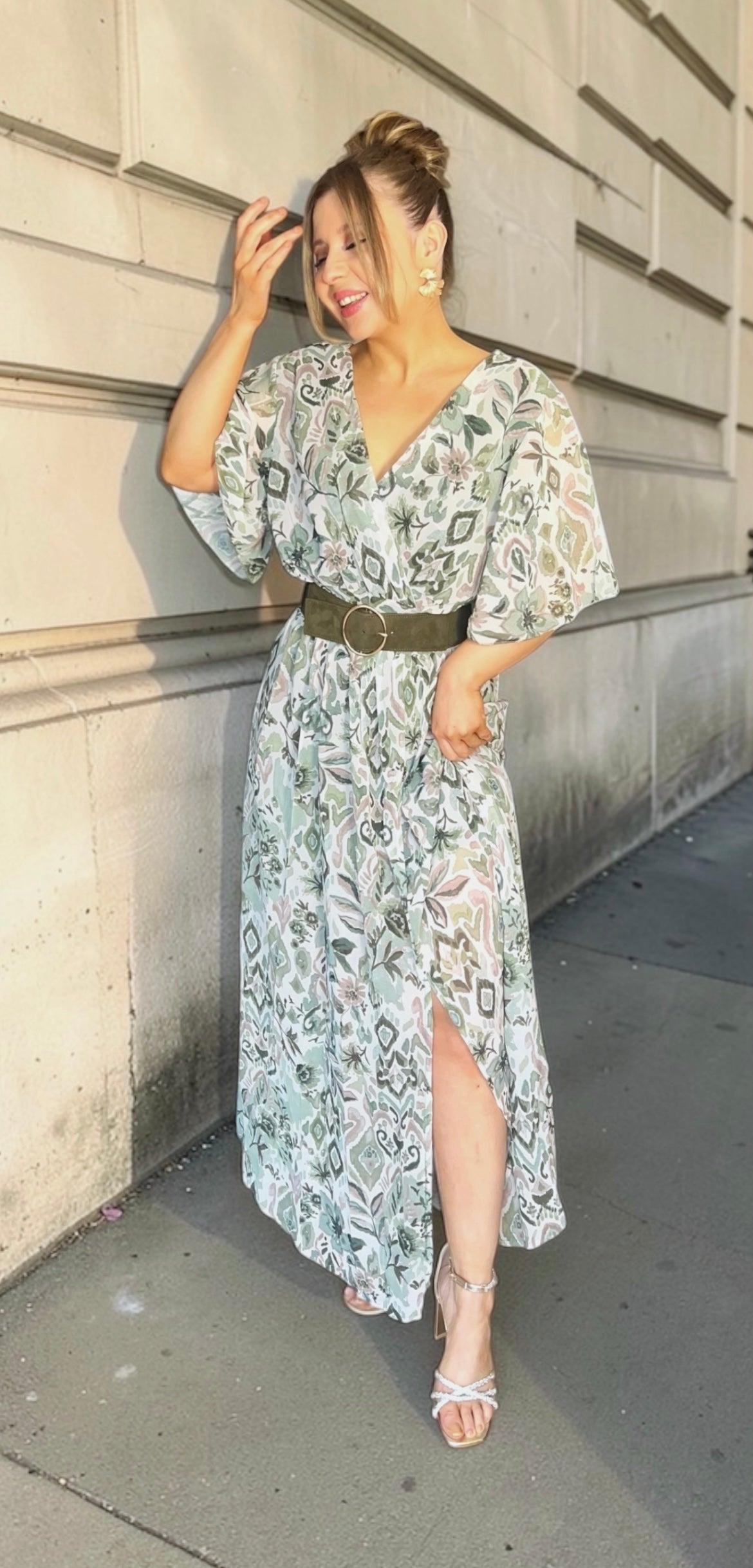 Robe Soline Fleurs Kaki