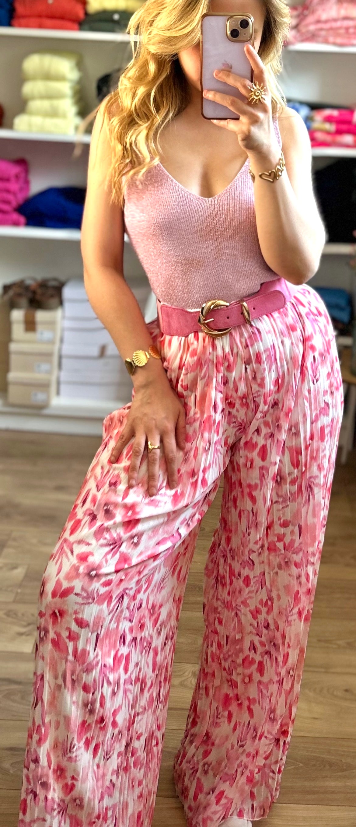 Top Paillettes Sienna Rose pâle