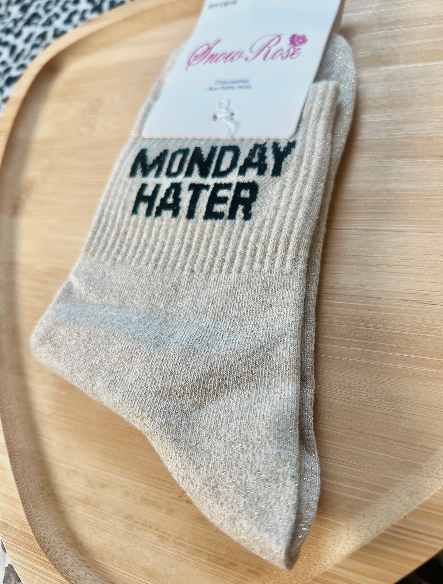 Chaussettes à paillettes « MONDAY HATER »