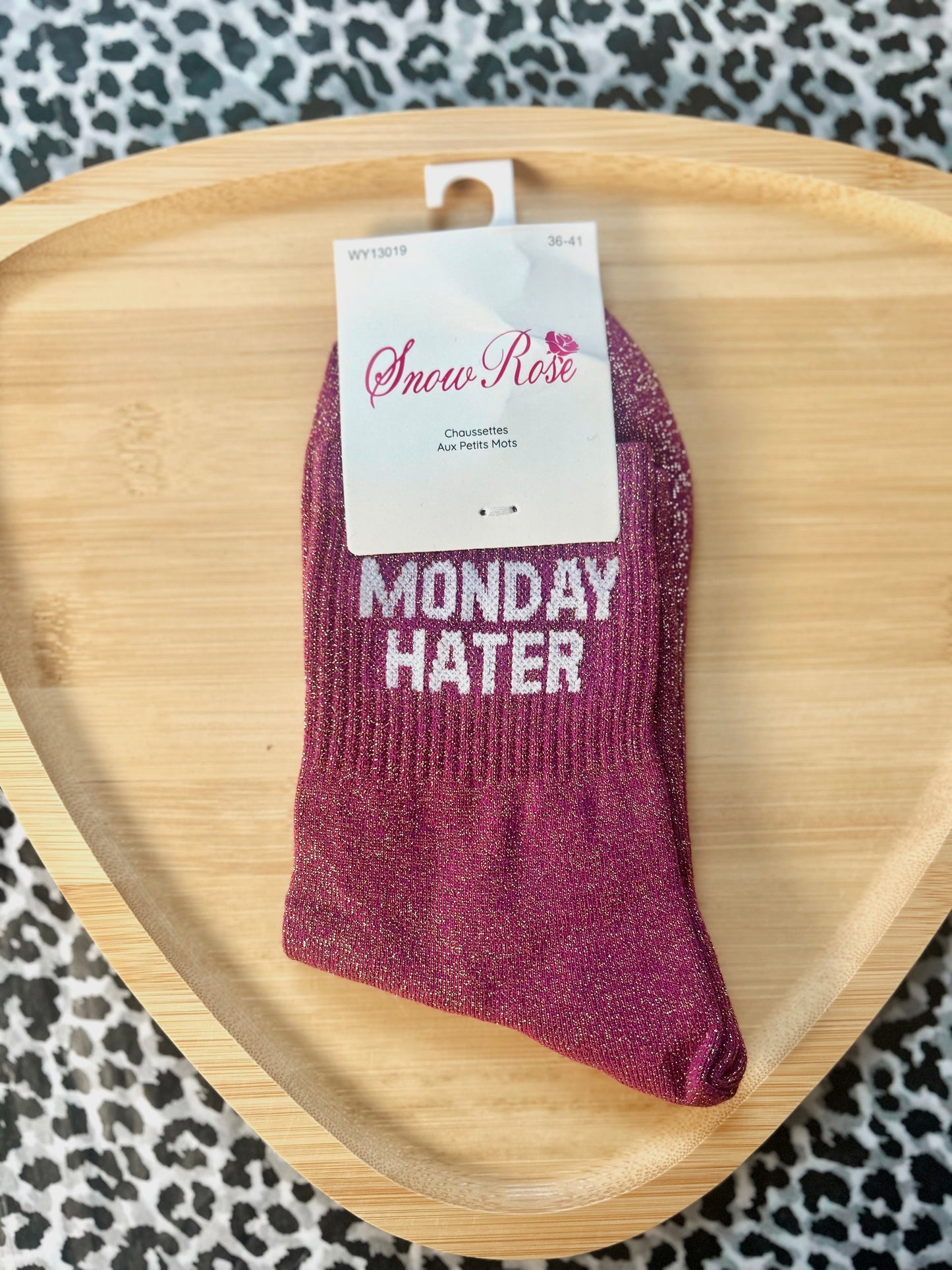 Chaussettes à paillettes « MONDAY HATER »