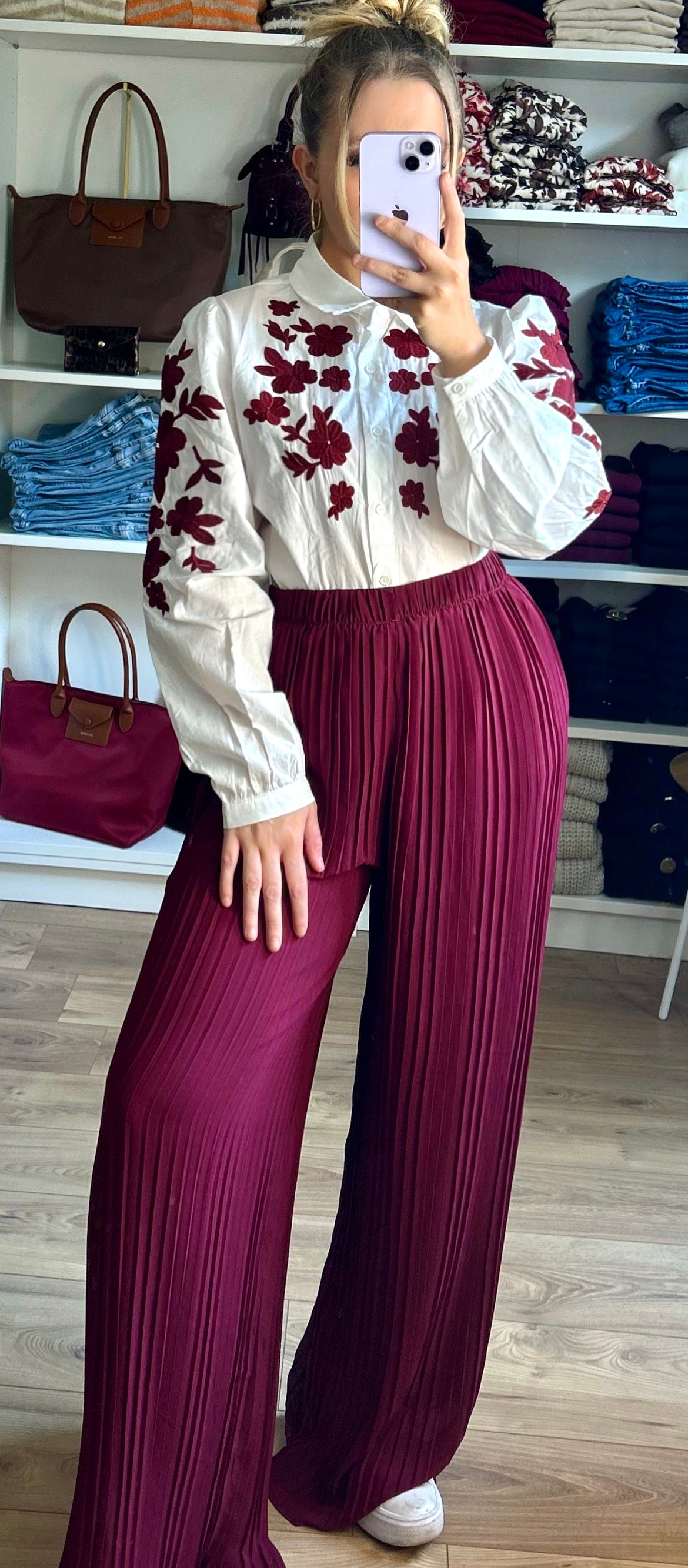 Pantalon Noa Bordeaux
