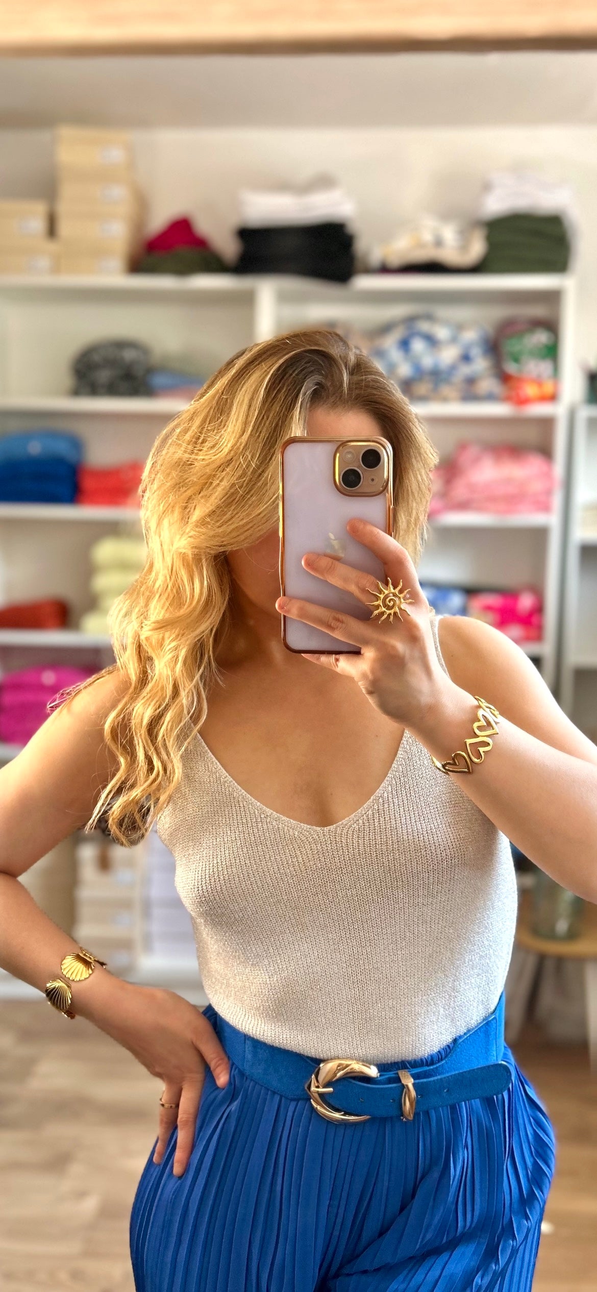 Top Paillettes Sienna Argenté