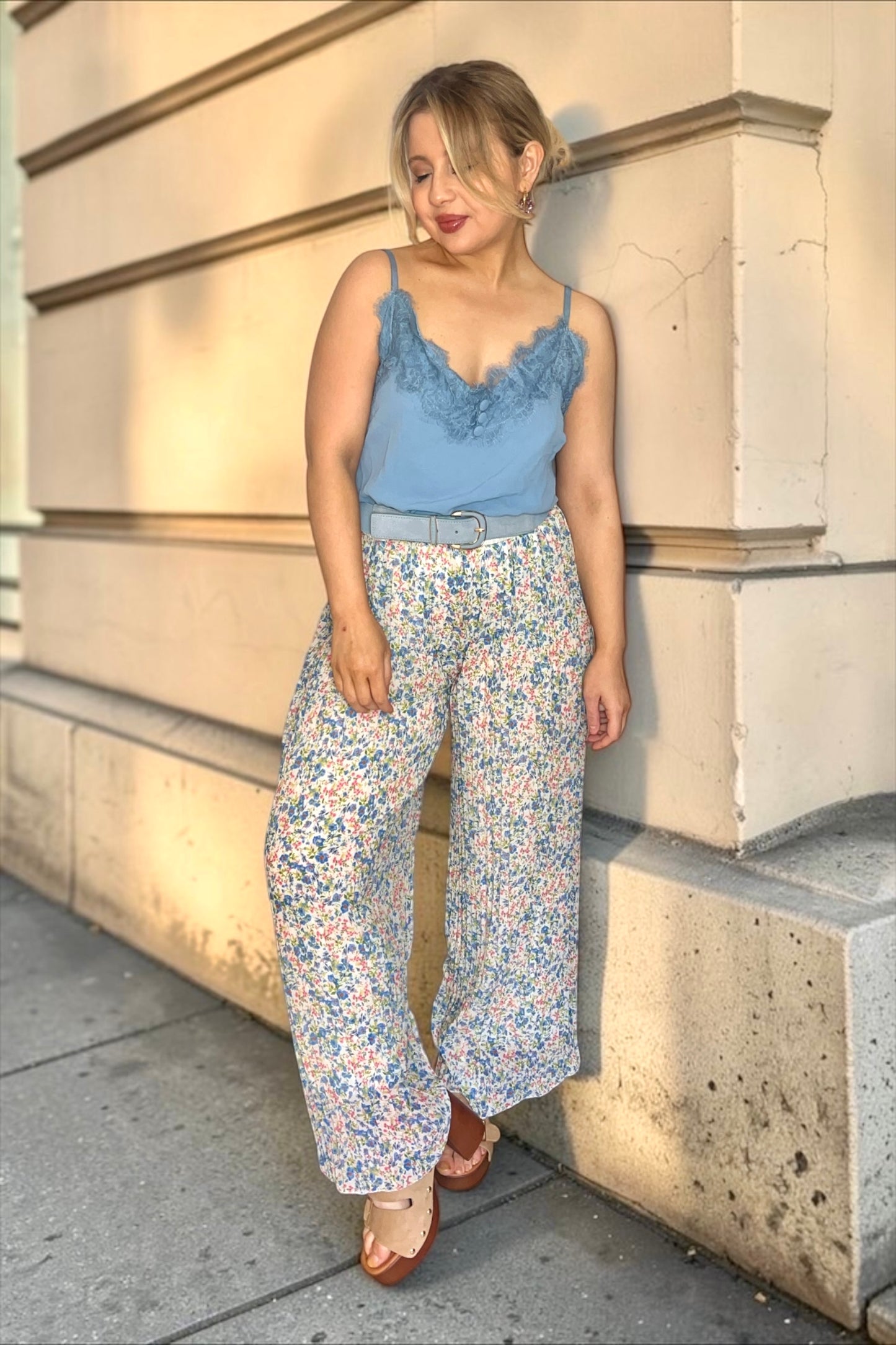 Pantalon Yumi Fleurs bleues