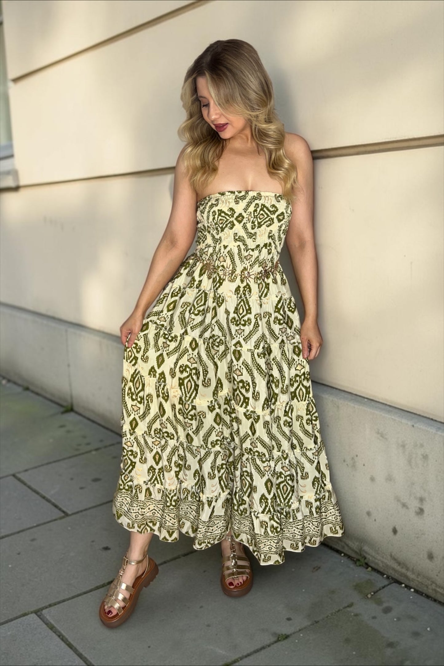 Robe/jupe Longue Bohème Indie Kaki