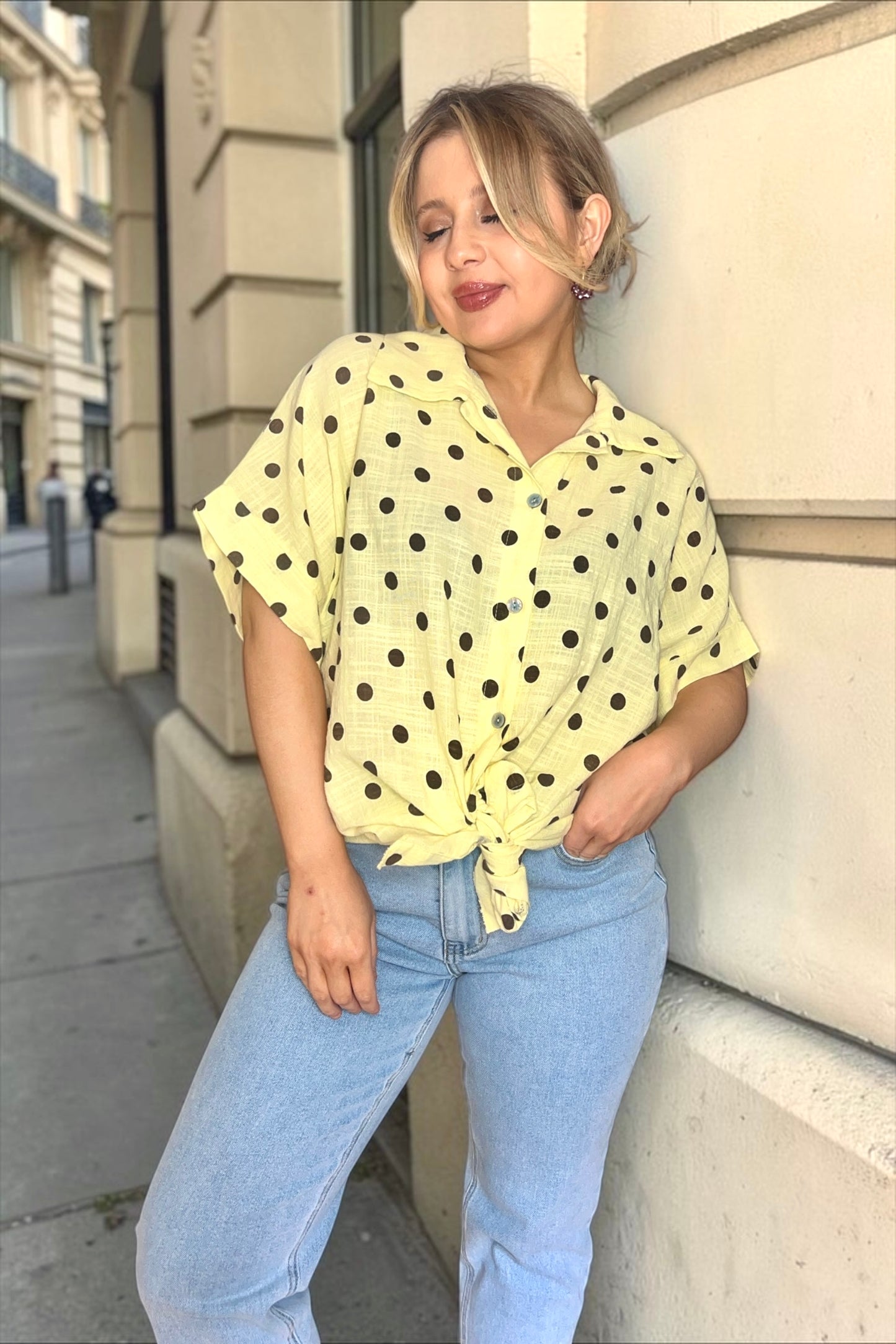 Chemise à Pois Suzon Jaune