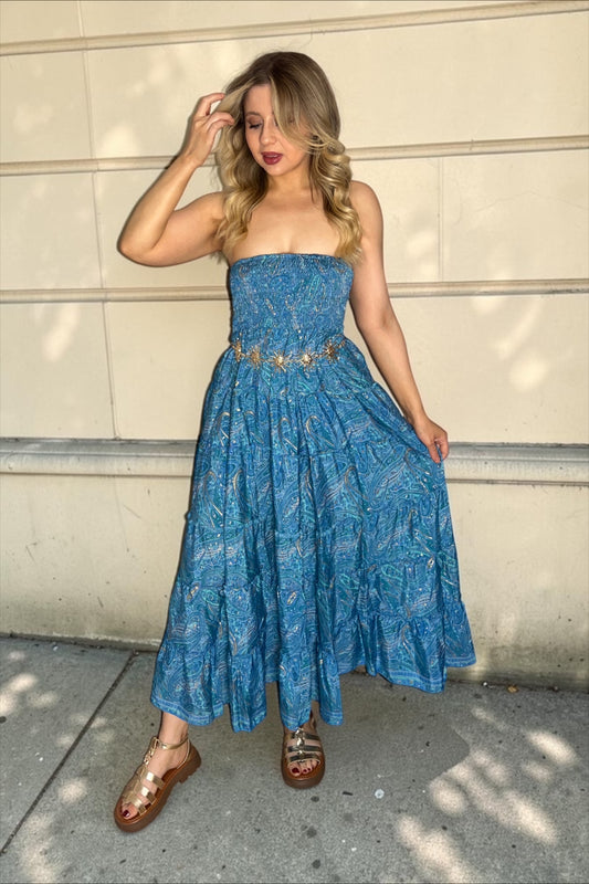 Robe/jupe Longue Bohème Indie Bleu Turquoise