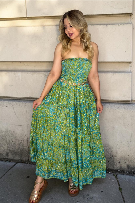 Robe/Jupe Longue Bohème Indie Vert d’Eau