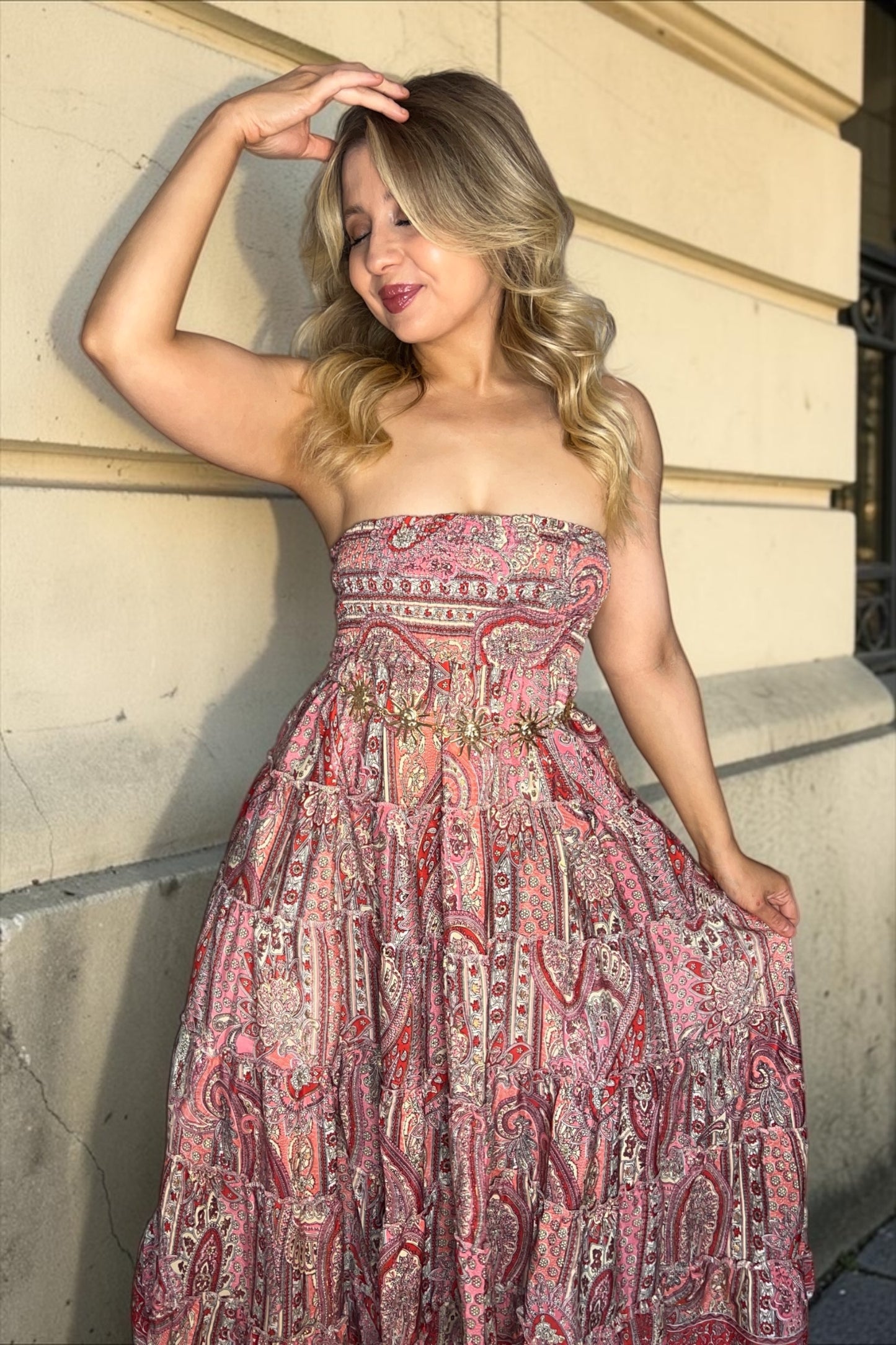 Robe/jupe Longue Bohème Indie Rose Clair