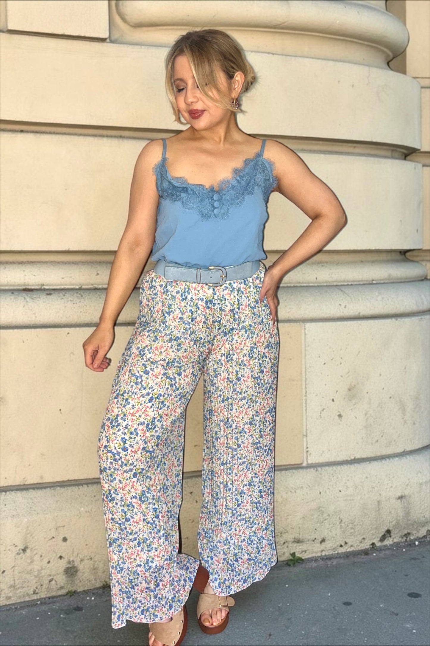 Pantalon Yumi Fleurs bleues