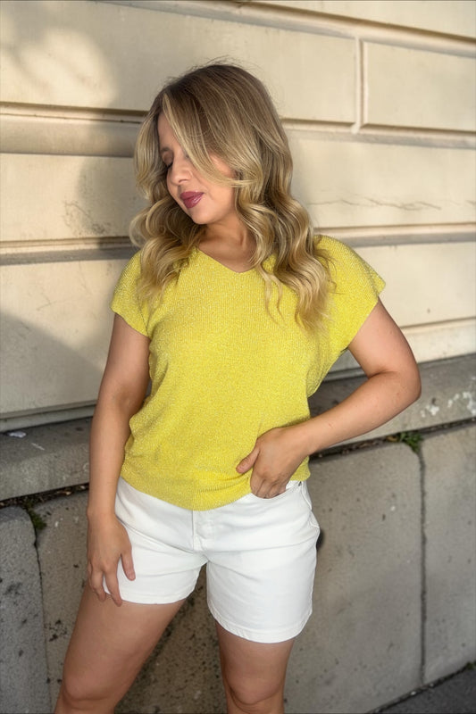 T-shirt Paillettes Astra Jaune