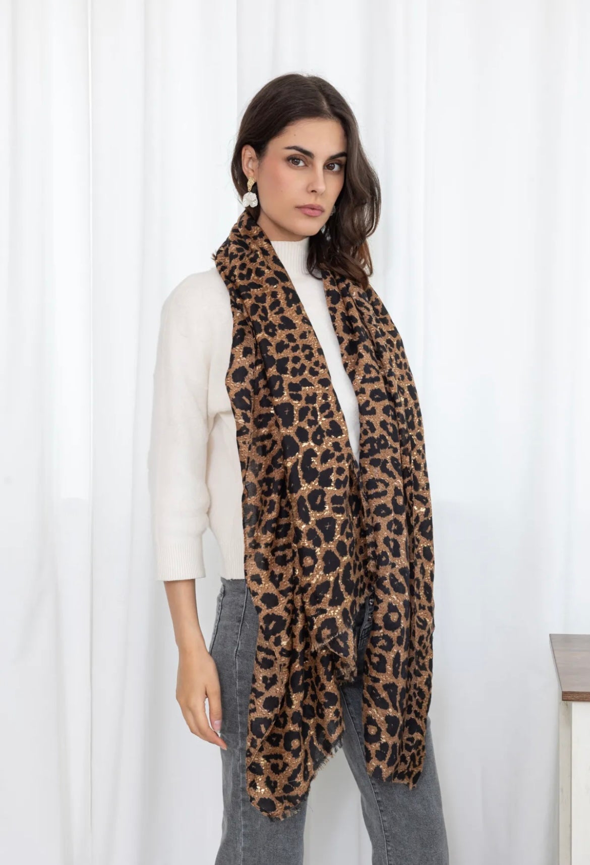 Foulard Léo Camel à paillettes