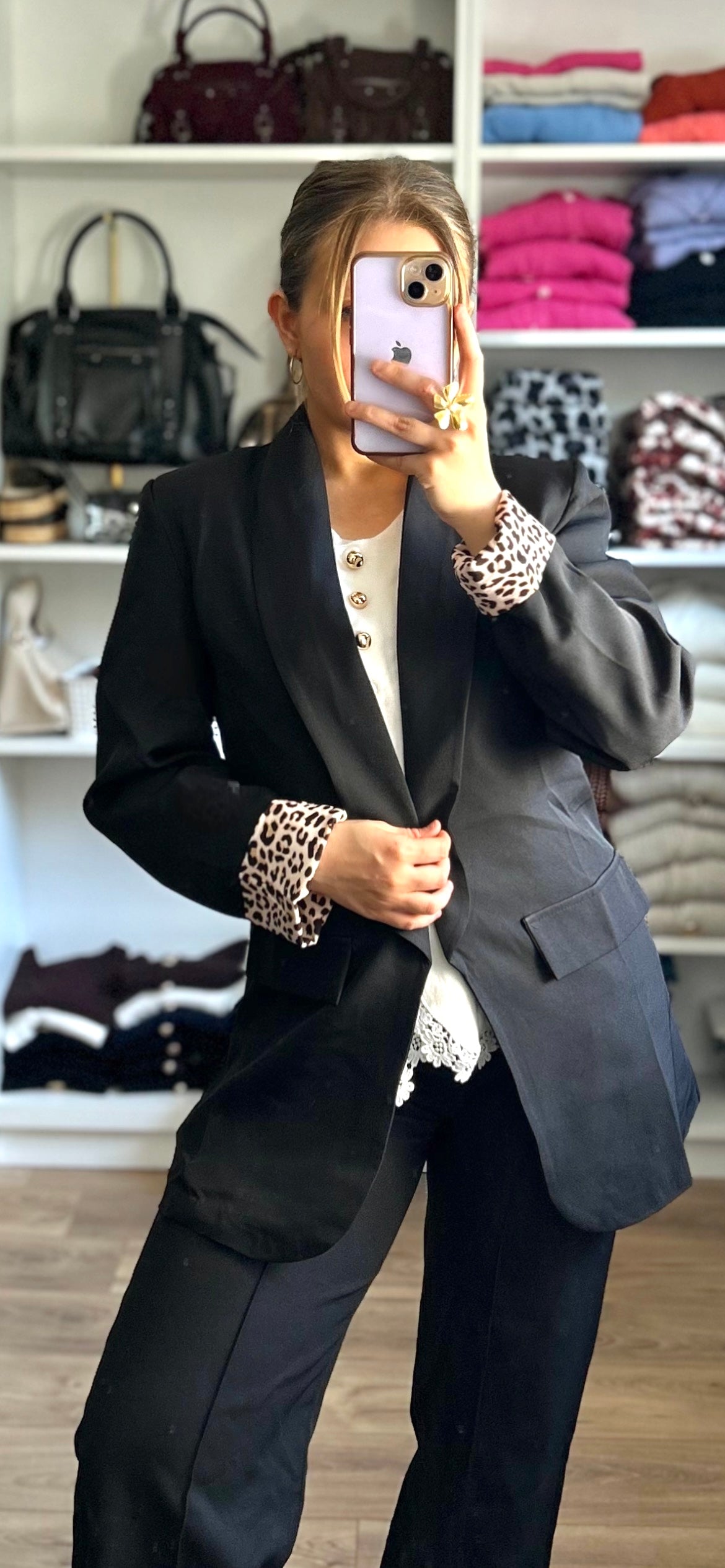 Blazer Mina Léopard Noir