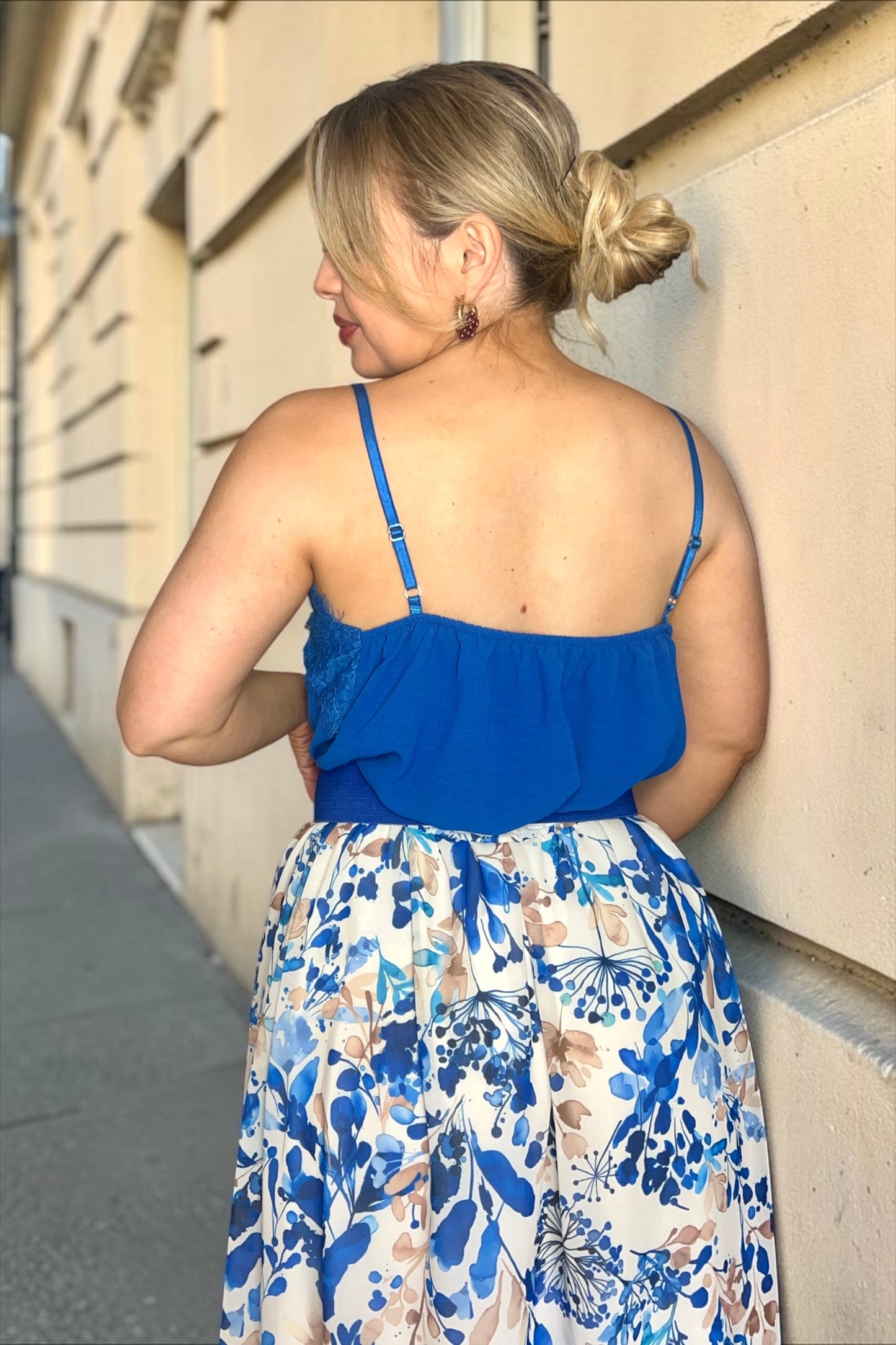 Débardeur Dentelle Mona Bleu Roi