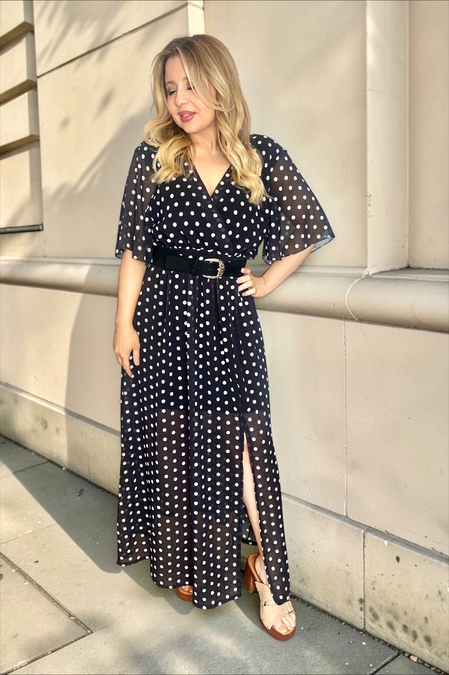 Robe Soline à pois Noire