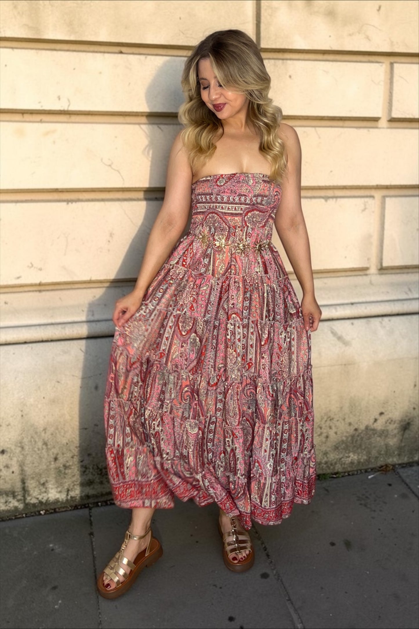 Robe/jupe Longue Bohème Indie Rose Clair