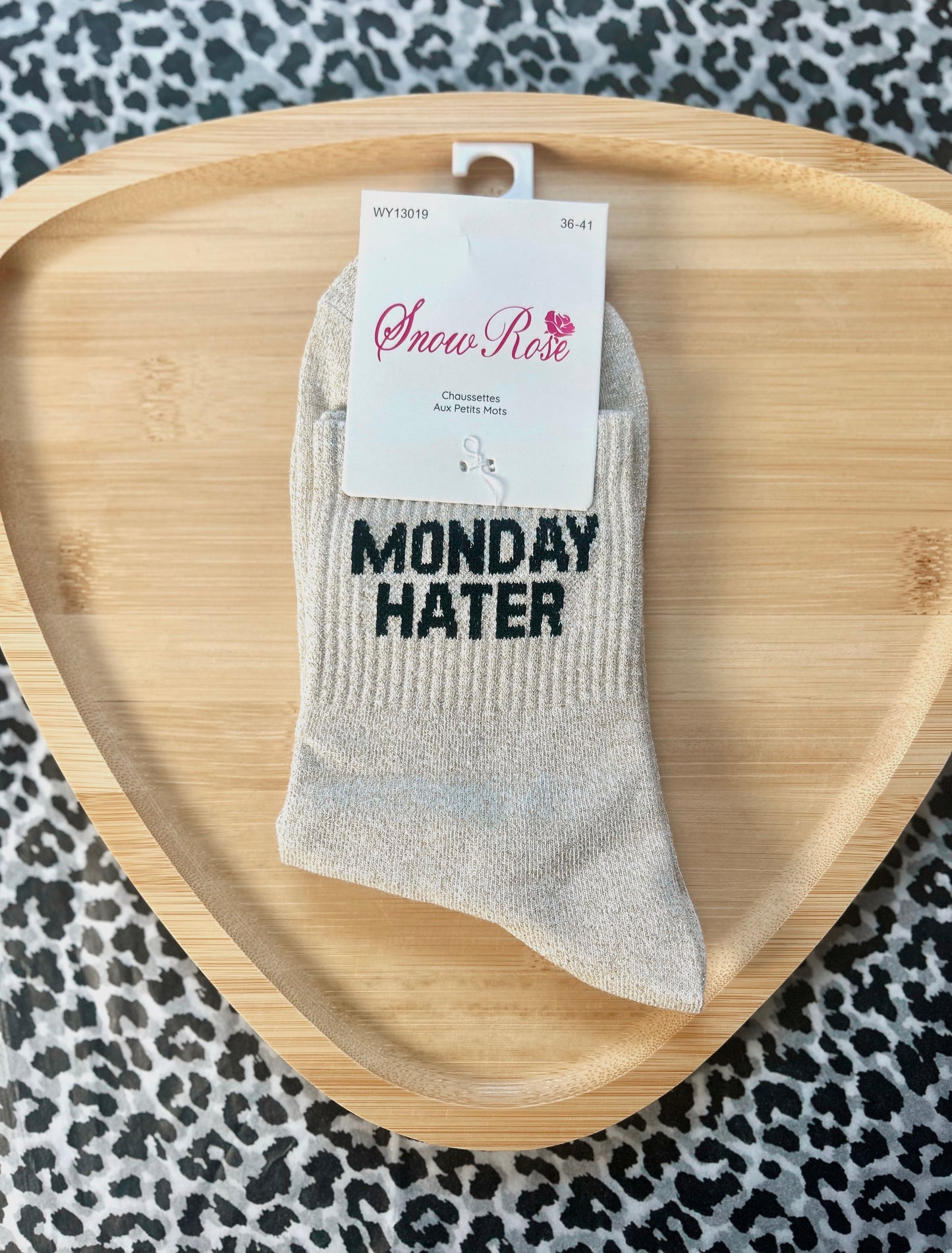 Chaussettes à paillettes « MONDAY HATER »