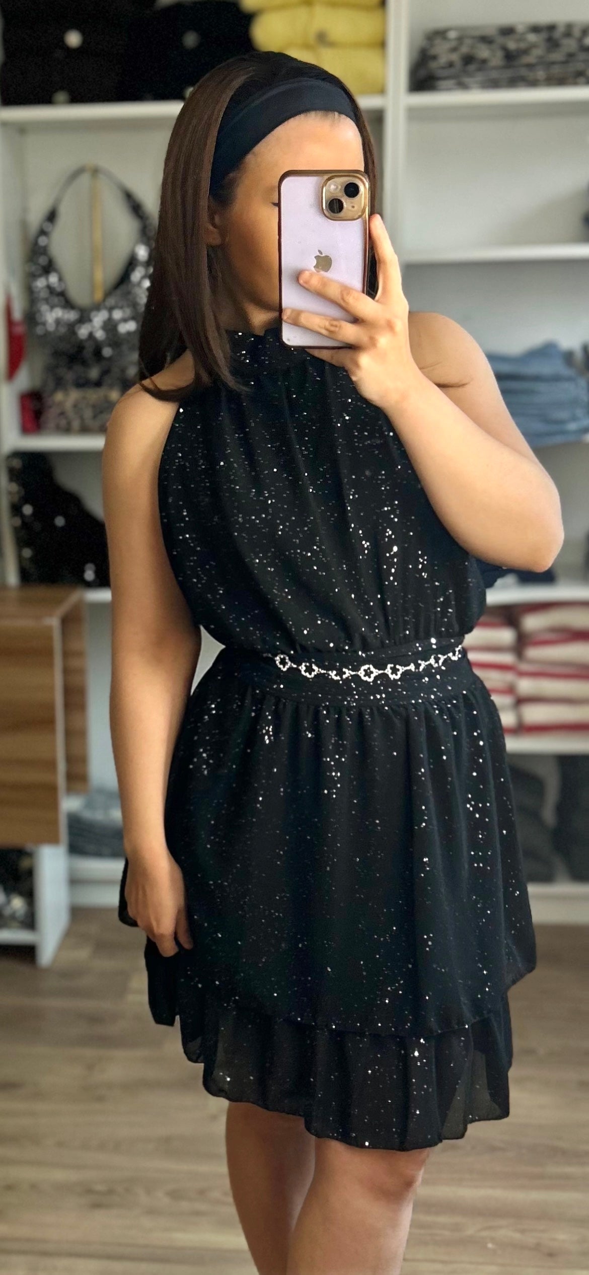 Robe Bloom Noire à Paillettes
