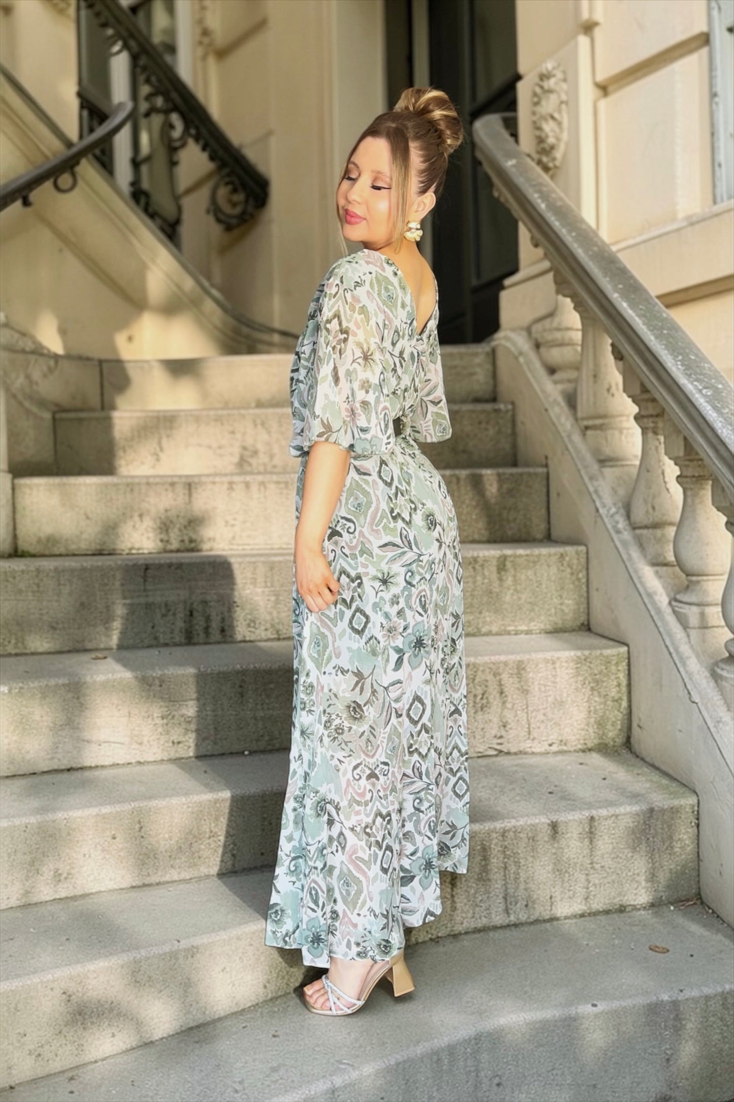 Robe Soline Fleurs Kaki