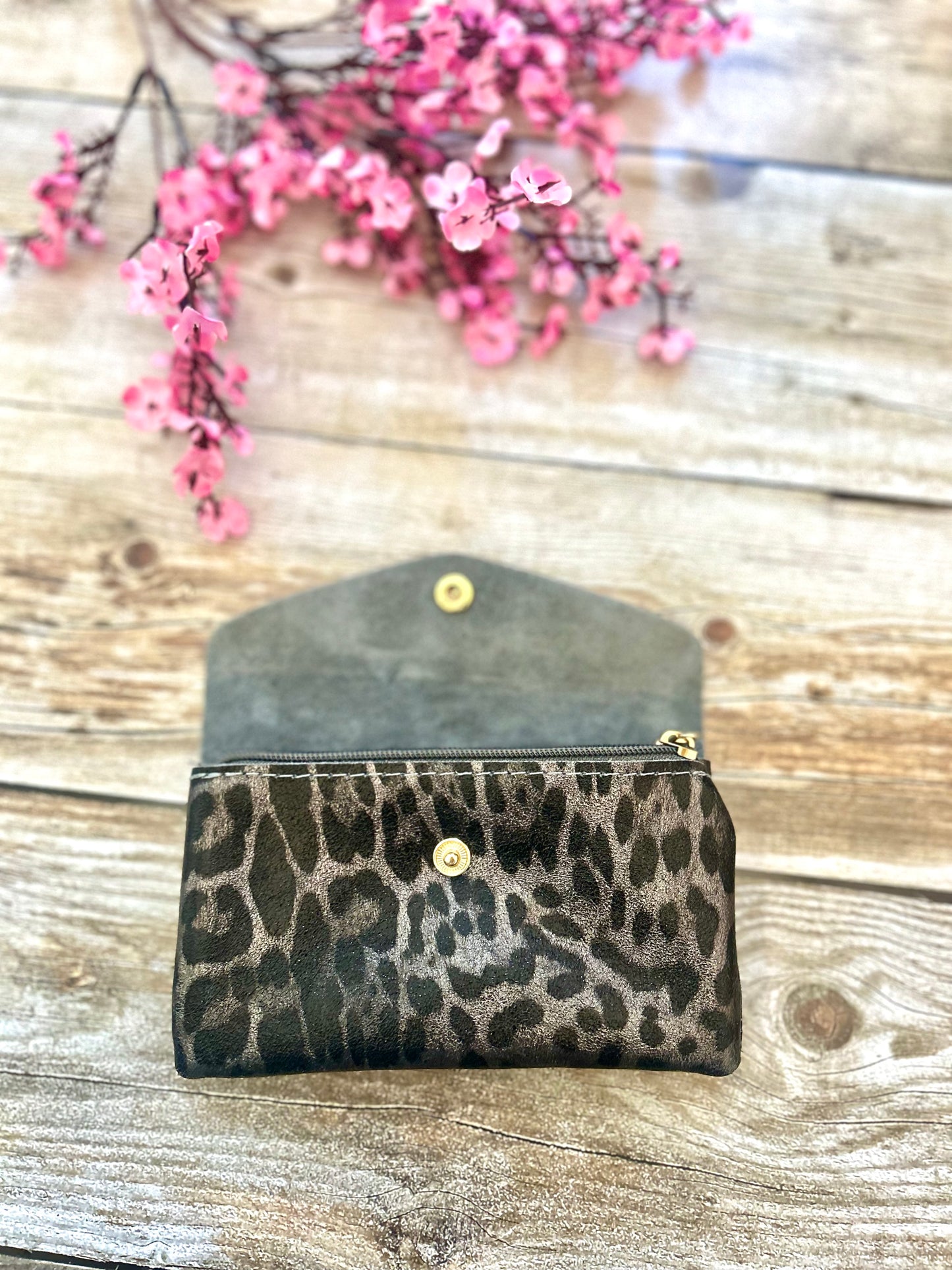 Porte-monnaie June Léopard gris (100% cuir)