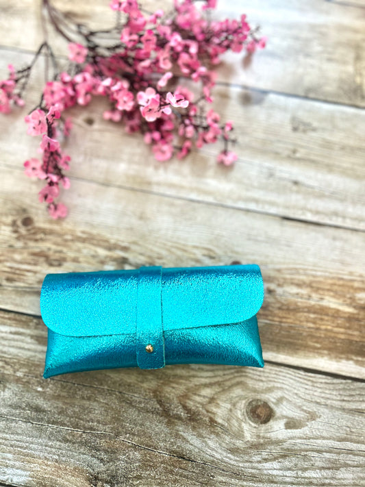 Étui à lunettes Sirius Turquoise (100% cuir)