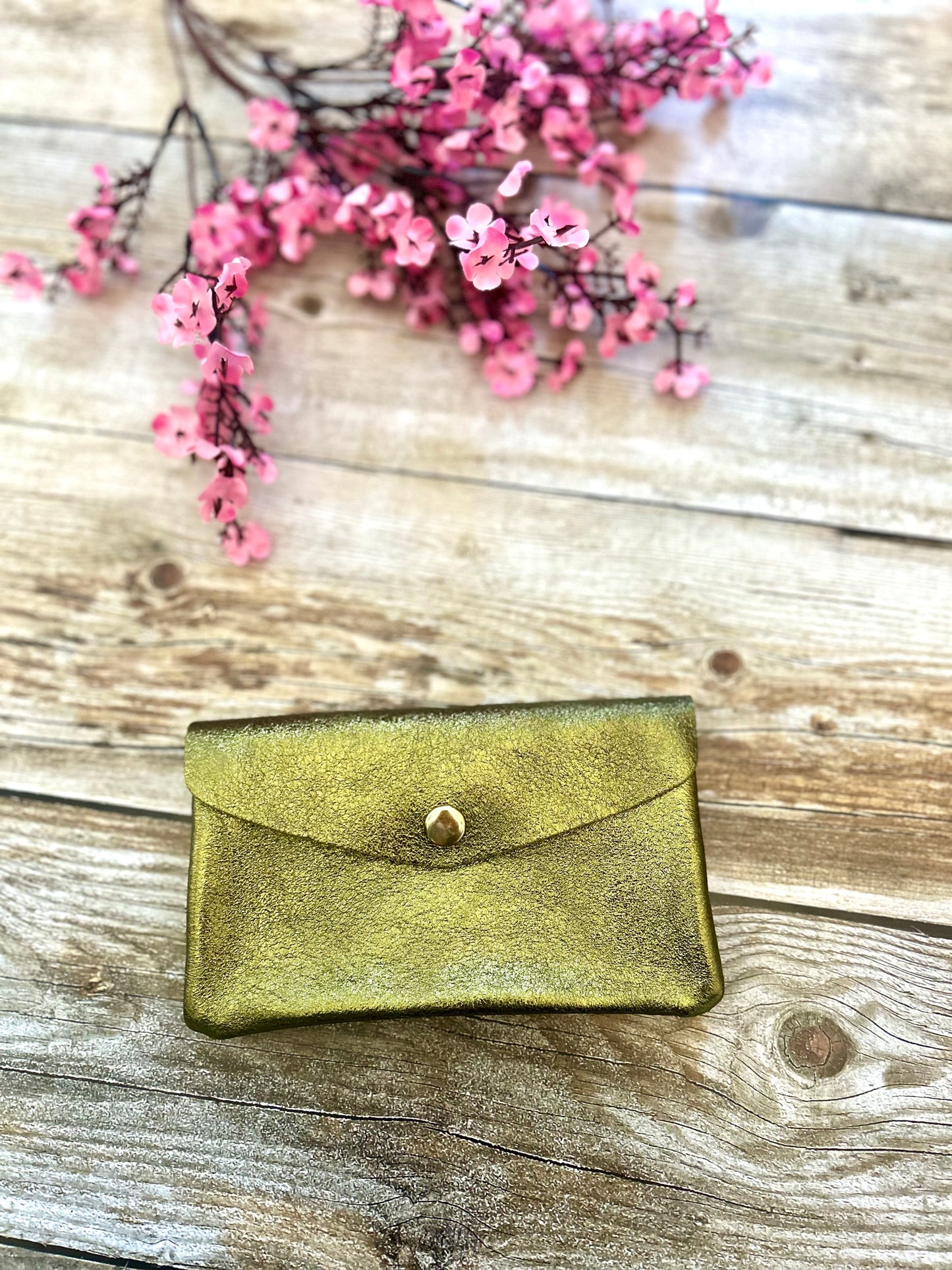 Porte-monnaie June Vert Olive (100% cuir)