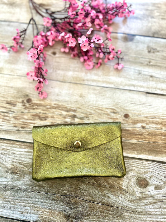 Porte-monnaie June Vert Olive (100% cuir)