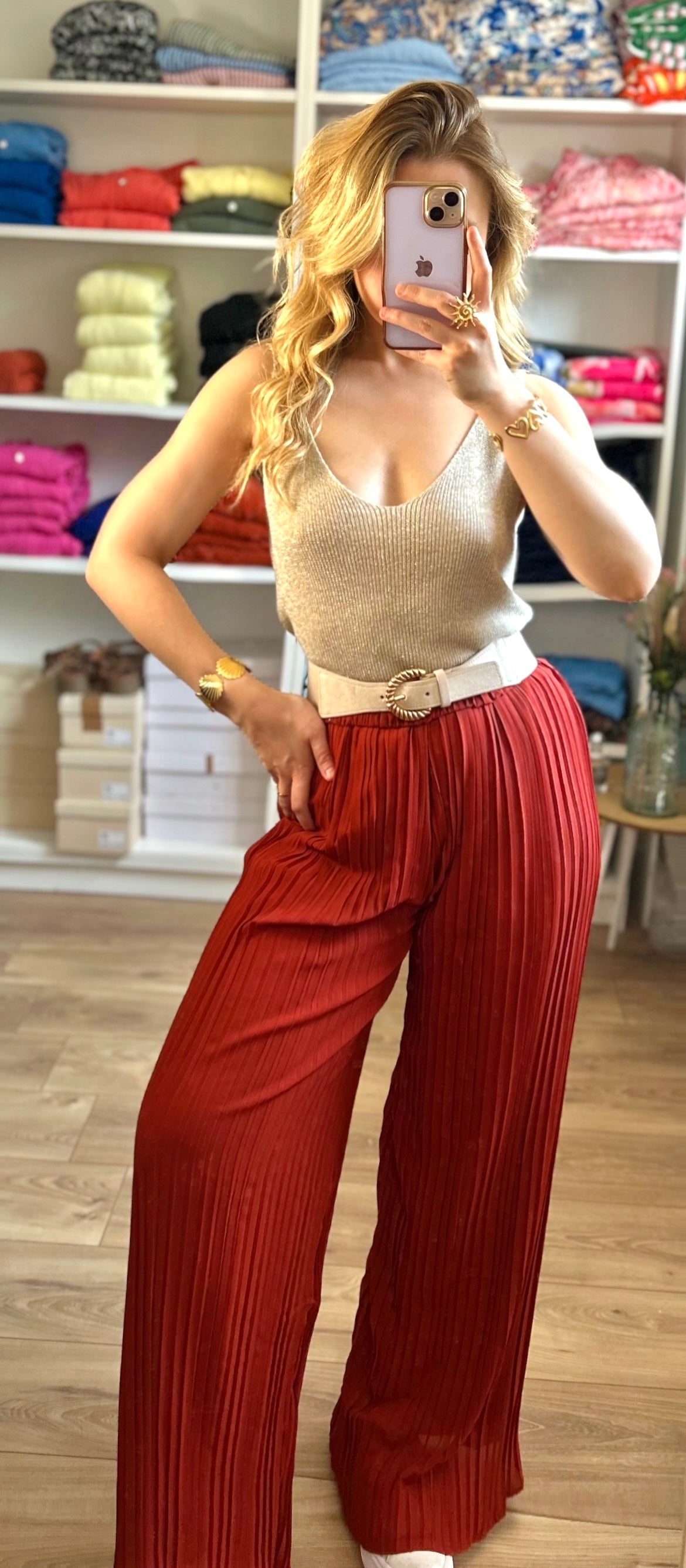 Top Paillettes Sienna Beige Doré