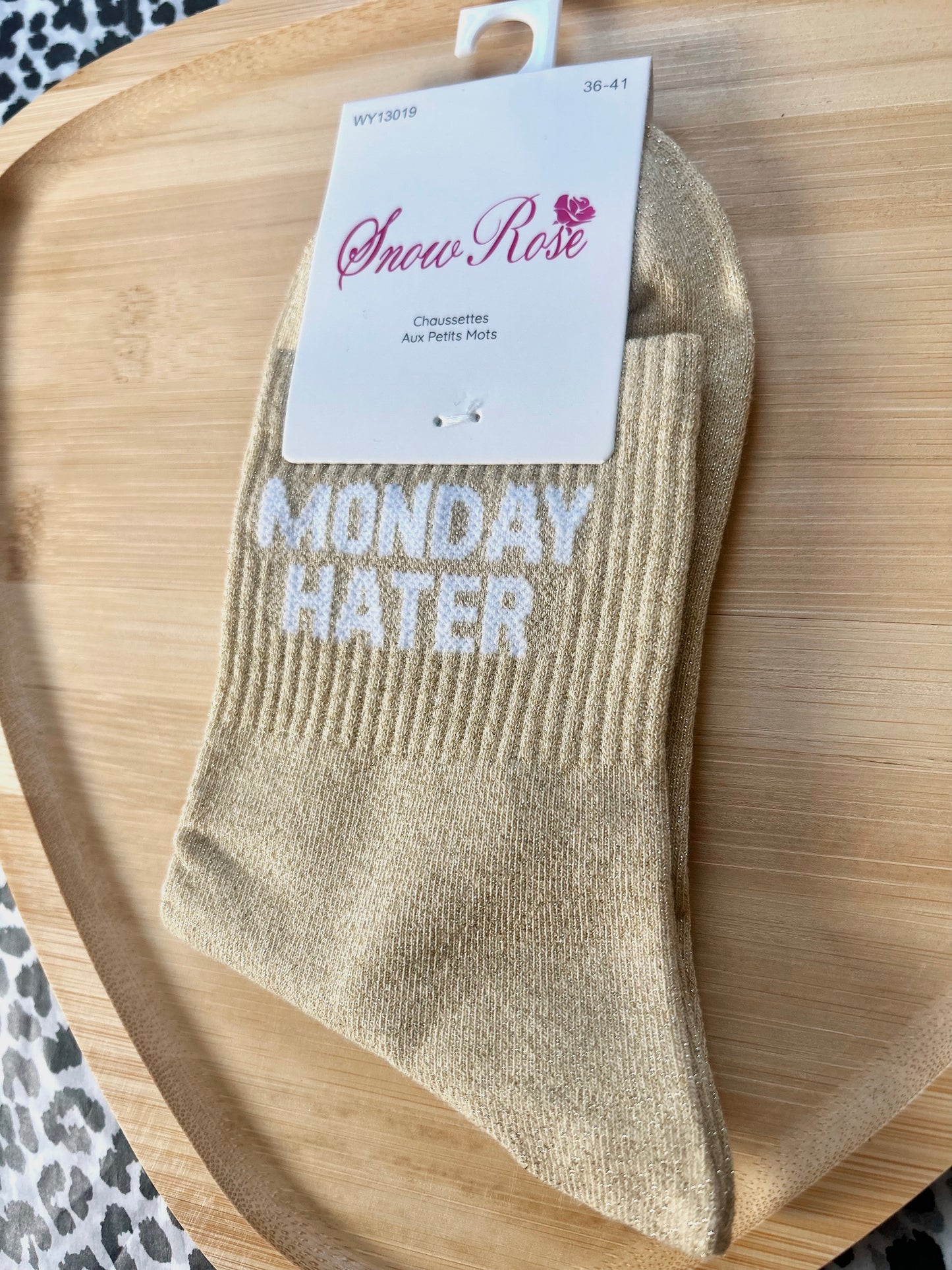 Chaussettes à paillettes « MONDAY HATER »