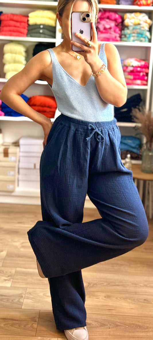 Pantalon Tao Bleu Marine