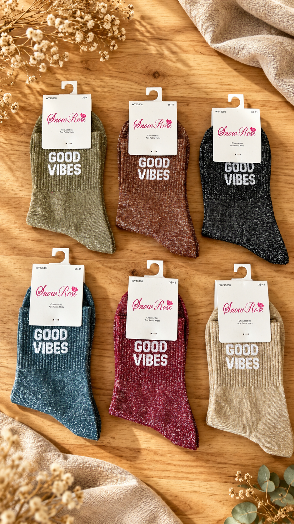 Chaussettes à Paillettes « GOOD VIBES »