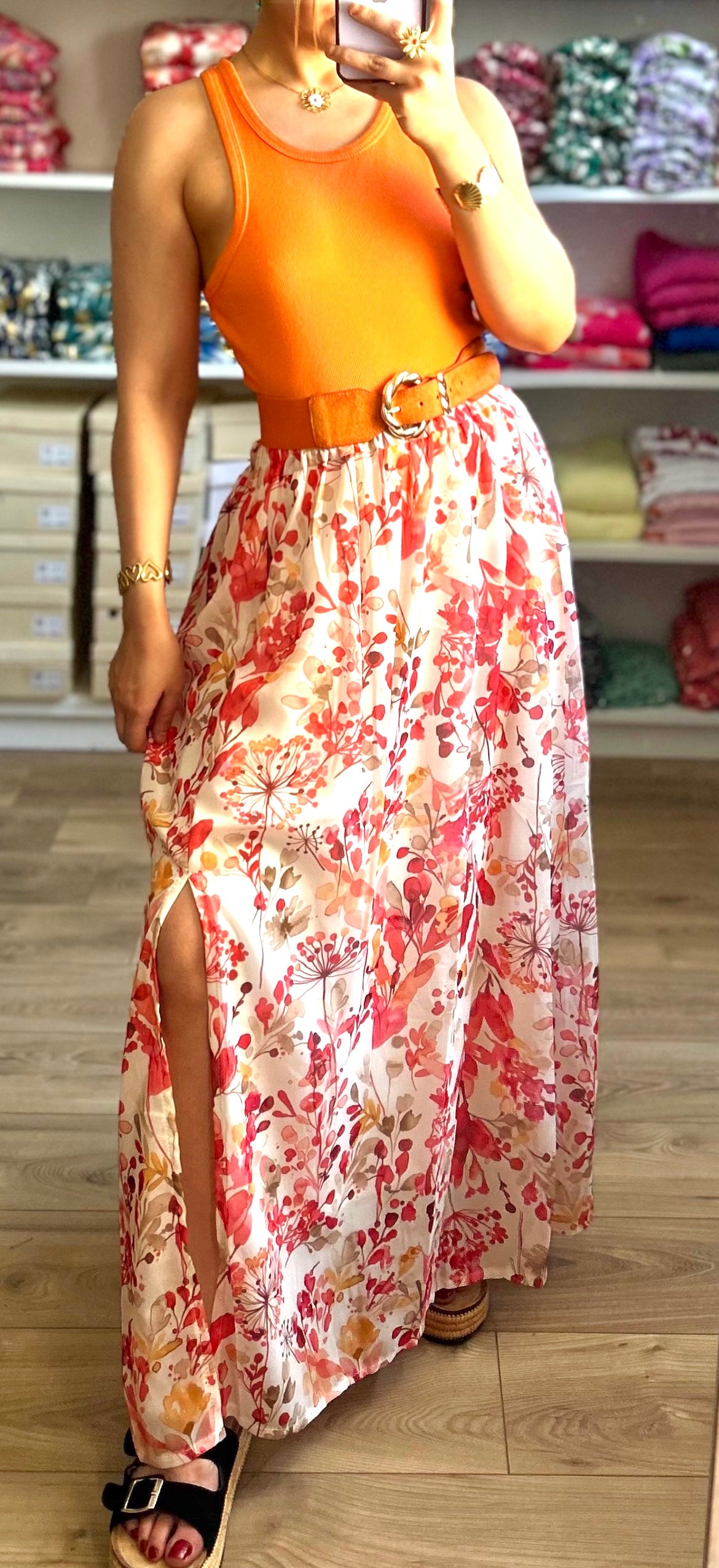 Jupe longue Kali Orange