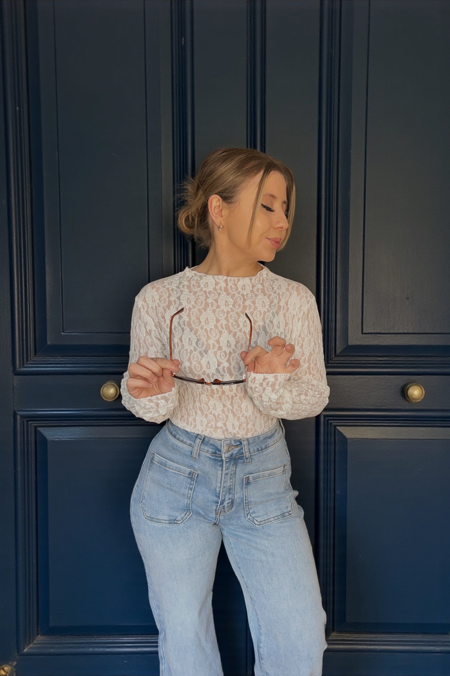 Top Dentelle Lulu Blanc - Grande Taille