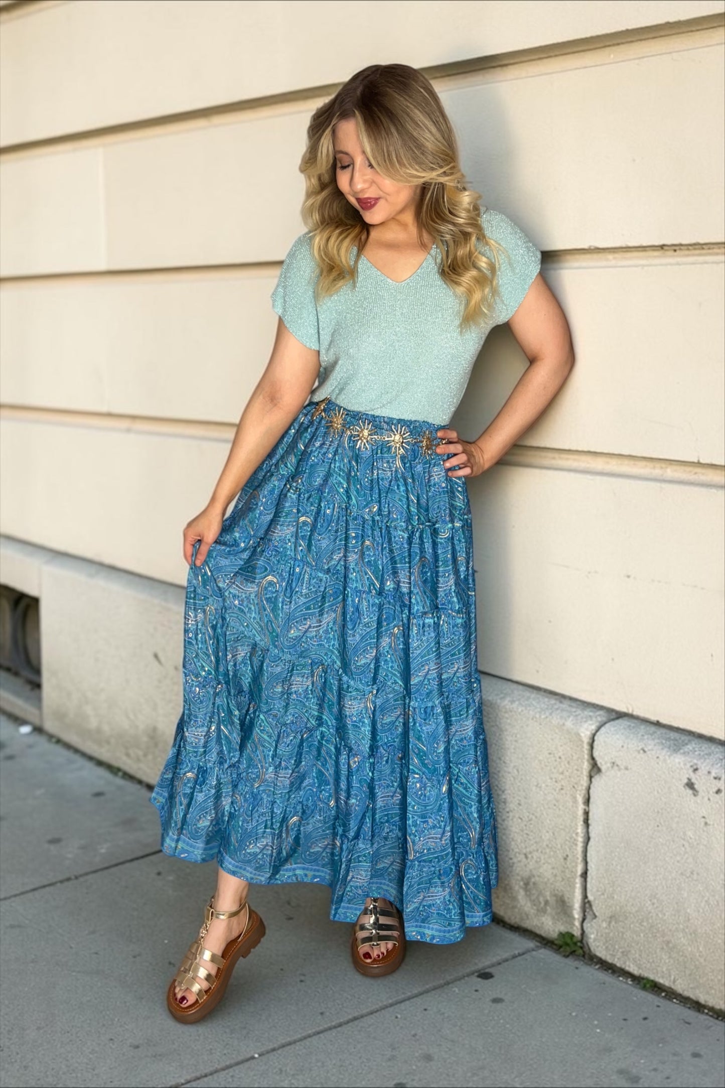 Robe/jupe Longue Bohème Indie Bleu Turquoise