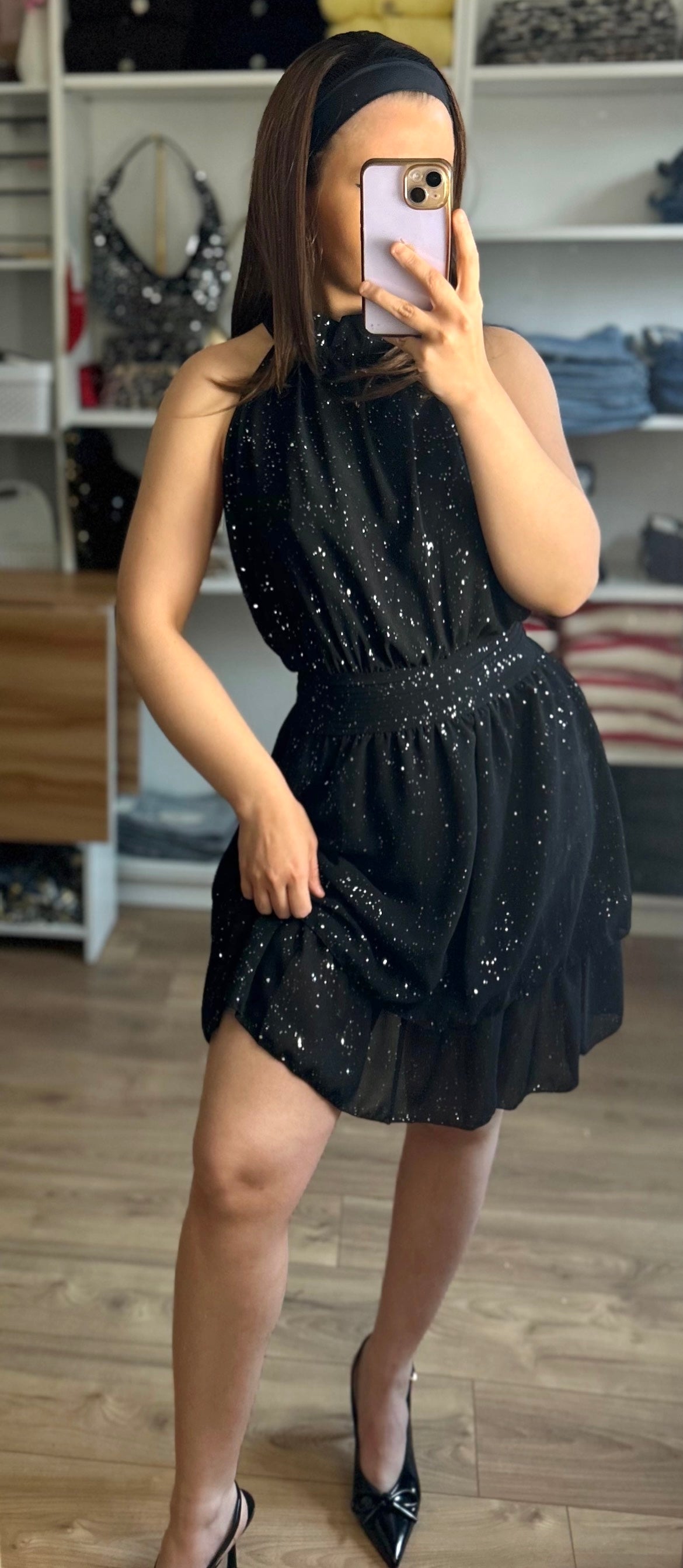Robe Bloom Noire à Paillettes